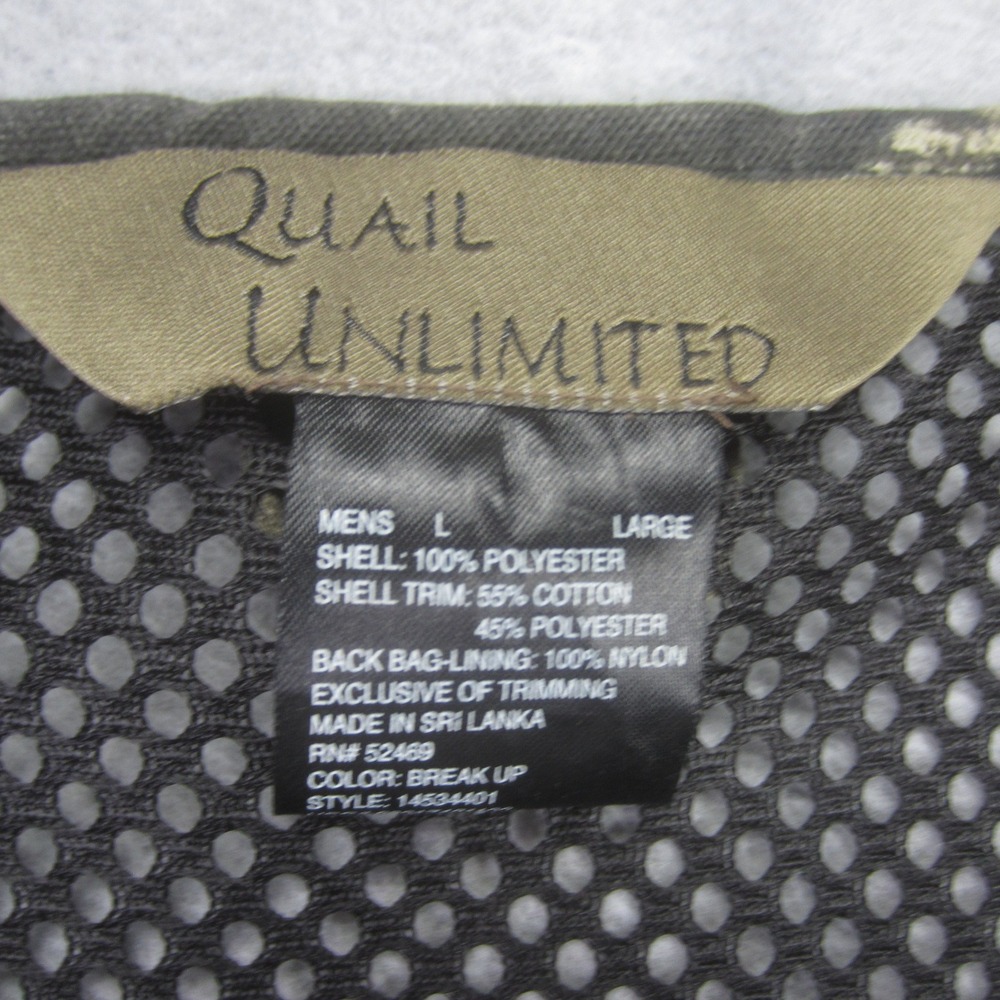Quail Unlimited Mens Large Mesh Hunting Vest Mossy‎ Oak Break Up Camo Shooting - Picture 8 of 13